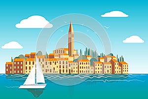 Vector illustration of architecture of Rovinj, Croatia.
