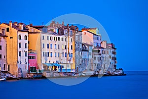 Rovinj waterfront old houses evening view