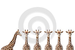 Row of 6 giraffes