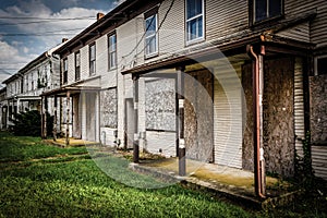 Row of abandoned houses in Bairs, Pennsylvania.