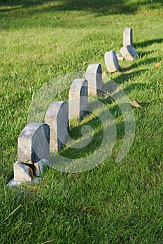 Row of aged tombstones