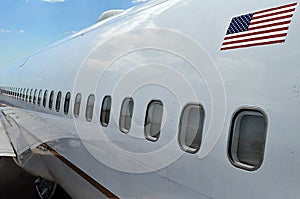 A row of airplane windows