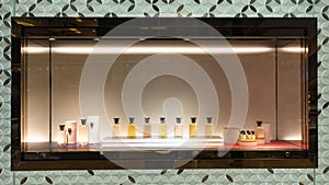 Perfume bottle in showcase photo