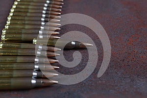 A row of ammunition.