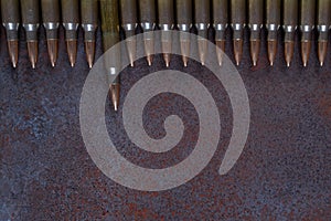 A row of ammunition. Concept of the first shot