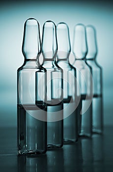Row of ampules with medicine