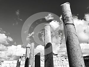 A row of Ancient pillars outside of Antalya, Turkey