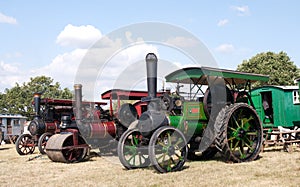 Row of ancient steam engines photo