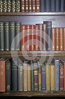 Row of Antique books on shelf