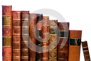 Row of antique leather books