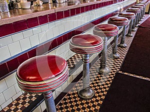 Americana Diner counter red stools