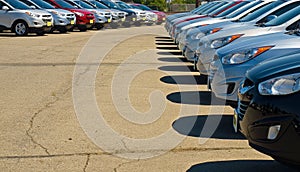 Row of Automobiles on a Car Lot