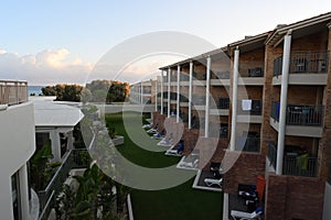 Row of balconies in diminishing perspective of TUI Magic Life hotel.