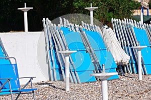 Row of beach chairs on the beach