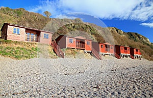 Row of beach huts in Branscombe