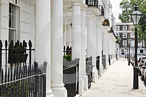 Row of beautiful white edwardian houses, London photo