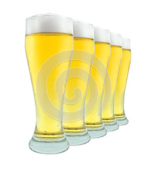 Row Of Beer Glasses on White
