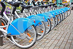 Row of bikes / bicycles photo