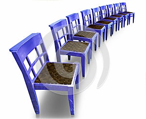 Row of blue chairs