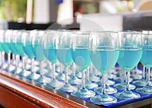 Row of blue curacao cocktail