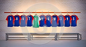 Row of Blue Football Shirts