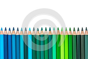 Row with Blue and Green Colored Crayons
