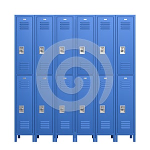 Row of blue metal lockers