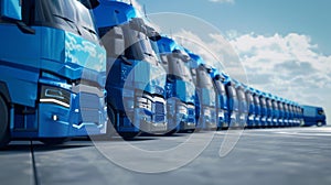 The row of blue trucks.AI generated image photo