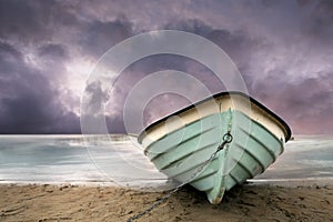 Row boat on beach