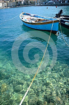 Row boat on the sea