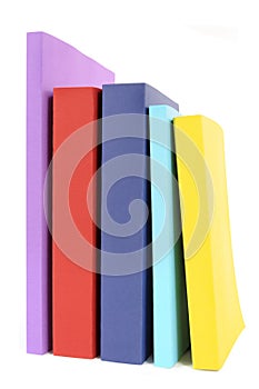 Row of books, blank, isolated white background