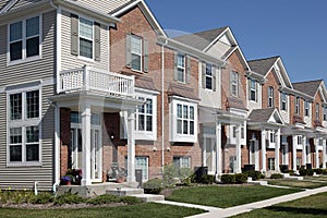 Row of brick townhouses