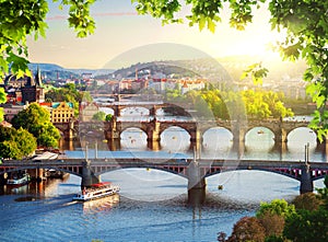 Row of bridges in Prague