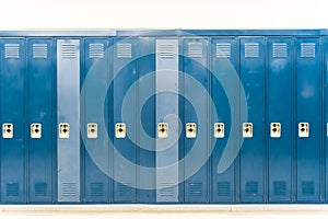 Row of bright colored school lockers