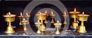 Row of Bronze Lamps - Diwali Festival in India - Spirituality, Religion and Worship