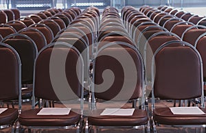Row of brown chairs