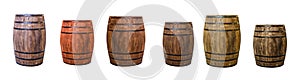 Row brown oak barrel maturation wine extract a set of large cask