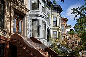 A row of brownstone buildings