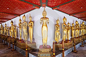 Row of Buddha images at Wat Pho, Bangkok, Thailand