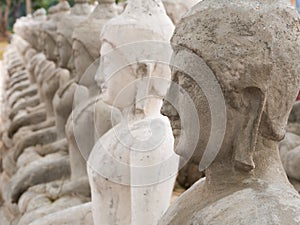 Row of Buddha statue Made of cement.