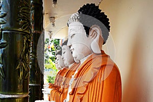 Row of Buddha statues.