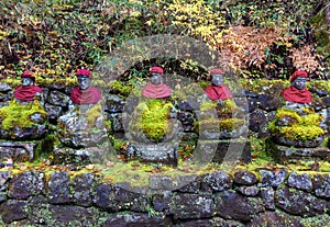 Row of Buddhas at Kanmangafuchi abyss, Nikko, Japan