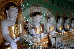 Row of Buddhas in U Min Thonze cave ,Sagaing hill,Myanmar.