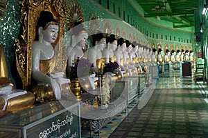 Row of Buddhas in U Min Thonze cave ,Sagaing hill,Myanmar.