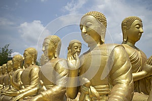 Row of Buddhist disciple statues