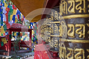 Row of Buddhist Prayer Wheels at a monastery