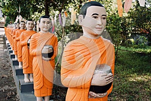 Row of Budhist monk statues