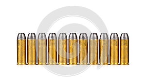Row of bullets on white background