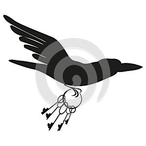 ÃÂ¡row with bunch of keys. Vector silhouette illustration