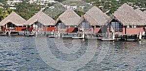 Row of bungalows over the lagoon